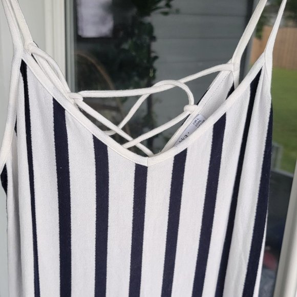 Bershka Nautical Maxi Tie Back Maxi Dress - Picture 1 of 8